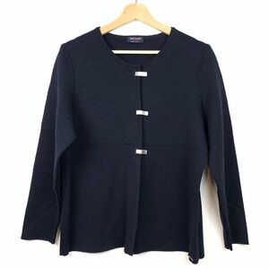 Saint James Cardigan Wool Blue France Sz 12 Metal Clasps Nautical Old Money